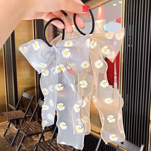 New Summer Streamer Chiffon Ribbon Hair Tie Hair Band Rope Ladies Elastic Hair Band Scarf Ponytail Girl Hair Accessories