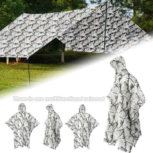 Newly 4-in-1 Rain Coat Canopy Waterproof Cape Tent Shelter Picnic Mat Ground Cloth Combo Multi Purpose for Outdoor Scooter