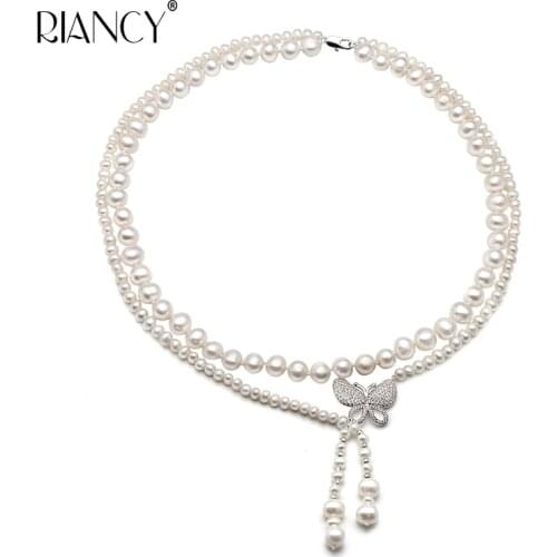New fashion natural freshwater double pearl necklace for women,wedding banquet choker necklace anniversary gift