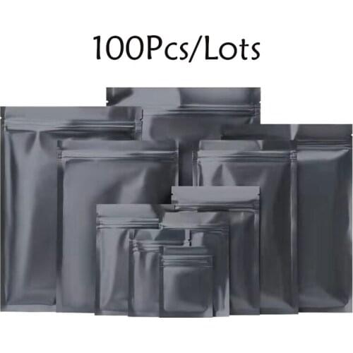100PCS/LOT Foil Food Bags Zipper Bag Transparent Packaging Bags 18 Wires Various Sizes Black Foil Self Sealing Poly Bags