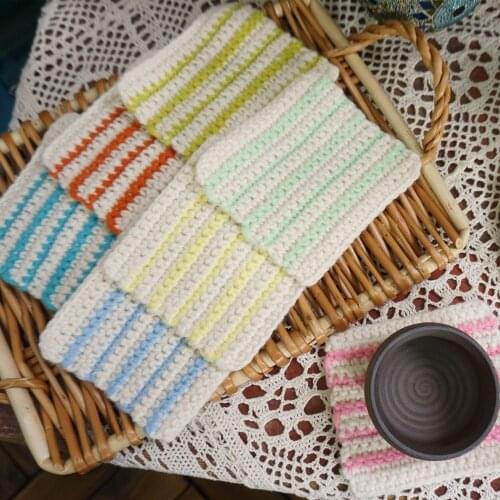 20pcs Decoration Crochet Doilies Handmade Crochet Cup Pad Japanese Style Coasters Round Table Mats Wool Clothes Patch 10cm