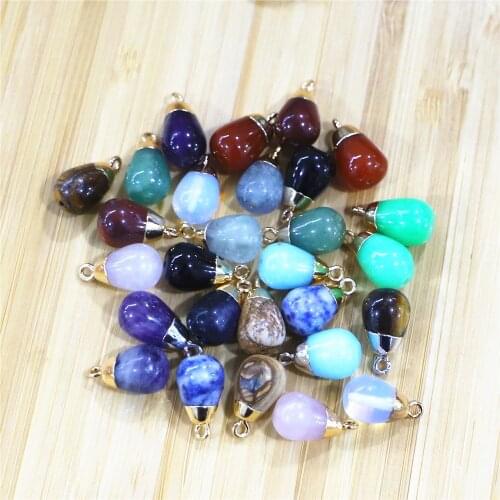 Free Shipping 40pcs/lot Wholesale Assorted Mixed Natural Stone Water Drop Pendants Charms Fit Necklaces Jewelry Making