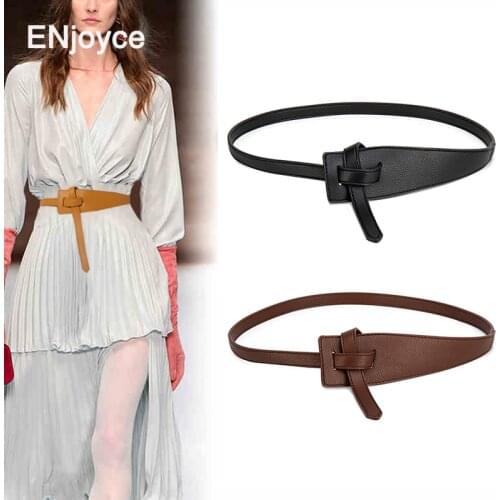 Autumn New Design PU Leather Long Belt for Women Fashion Trend Waist Versatile Belt Dress Tied Straps Cummerbunds Accessory