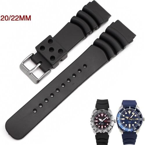 20mm 22mm Rubber Watch Strap Men Waterproof Silicone Sport Band Bracelet Watchband for Seiko Diver Scuba for Casio Blue Orange