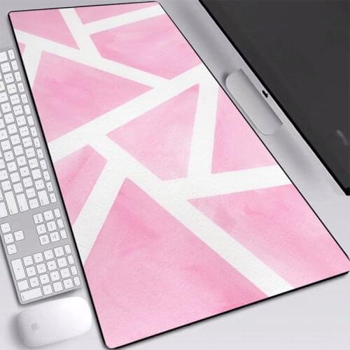 Pink Mouse-pad Marble Style Desk Mat Locking Edge Extended Large Custom Gaming Mice Pads 90x40/80x40cm Computer Accessories
