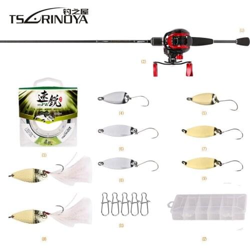 TSURINOYA Casting Fishing Combo XF-50 Baitcasting Reel 1.89m UL Baitcasting Rod+100m PE Line+Spoon Bait Box Pesca Fishing Tackle