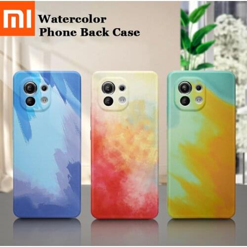 Water Color Silicone Phone Case For Xiaomi 11 Lite High Quality Full Protection Shockproof Cover Mi 11 With Side Button Housing
