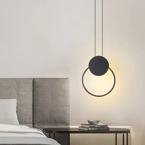 Modern Ring Led Pendant Light Bedside Lamp Living Room Restaurant Bedroom Coffee Commercial Home Decor Interior Lighting Fixture