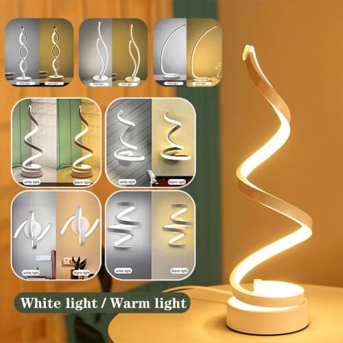 Modern LED Light Table Lamp Home Bedside Spiral Night Light Aisle Lighting Bedroom Living Room Stairs Decorative Art Lamps