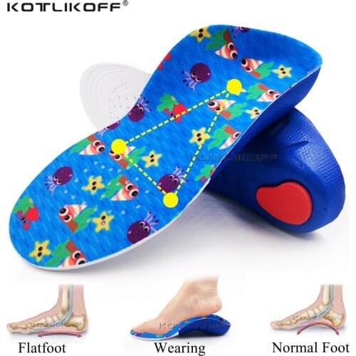 KOTLIKOFF Orthopedic Insoles For Children Kids Arch Support Insoles Flat Foot Flatfoot X/O Leg Orthotic Shoe Heel PU Pad Inserts