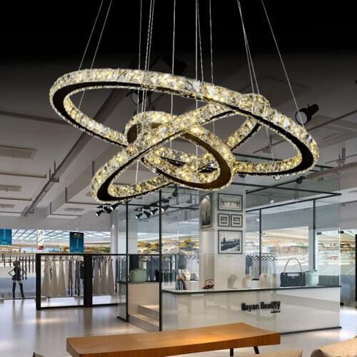 Diamond Crystal Ring LED Chandelier Crystal Lamp Modern Crystal Light Fixture Circle Hanging Lustres LED Luminaire Home Lighting