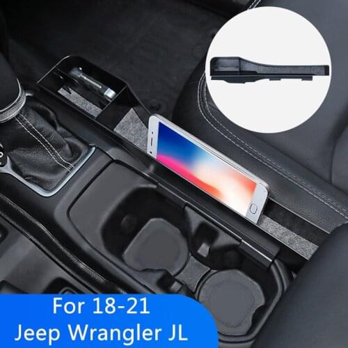TAJIAN 1Pcs Black Stowing Tidying PP Car Gear Panel Side Storage Box Accessories For Jeep Wrangler JL 2018 2020 2021