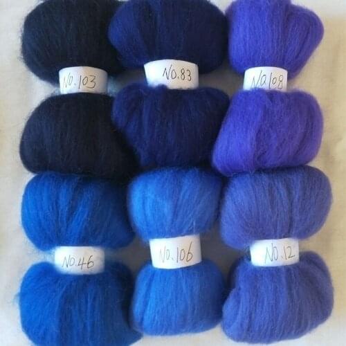 WFPFBEC blue felt wool for felting 6colors 10g/color total 60g