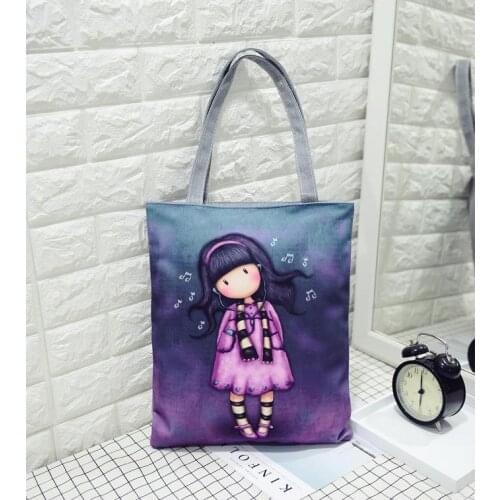 Famous Designer Women Handbag High Quality Durable Canvas Shoulder Bag Fashion Cartoon Printing Girls School Bag Shopping Bag