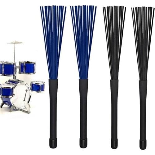 1 Pair Retractable Rubber Handles Jazz Drum Brushes Sticks Nylon
