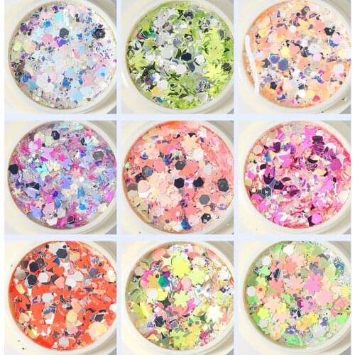 1Pc Sparkly Nail Glitter Sequins 3D Holographic Butterfly Maple Heart Mixed Shaped Laser Flakes Manicure DIY Nail Supplies
