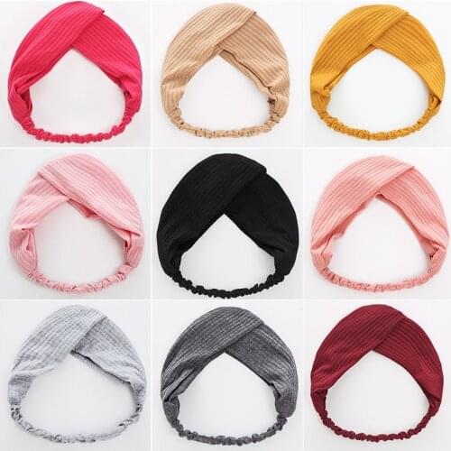 1PC Women Headband Cross Top Knot Elastic Hair Bands Soft Solid Color Girls Hairband Hair Accessories Twisted Knotted Headwrap
