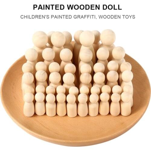 10pcs/lot Unpainted Wooden Peg Dolls Girl Boy 65mm/55mm/43mm/35mm Wood Dolls Kids Room Decor Handmade DIY Arts And Crafts Gifts