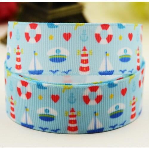 22mm 25mm 38mm 75mm Ship Cartoon printed Grosgrain Ribbon party decoration 10 Yards X-02974