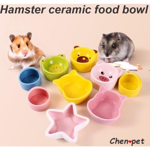 7 Designs Cute Small Pet Food Supplies Hamster Ceramic Food Bowl Cartoon Pink Feeder for Chinchillas Guinea Pig Accessories