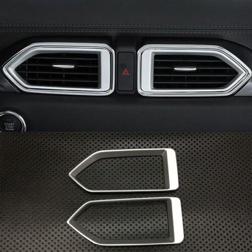 ABS Chrome For Mazda CX-5 CX 5 2017-2020 Accessories Car middle air outlet Decoration Cover Trim car sticker Car Styling 2pcs