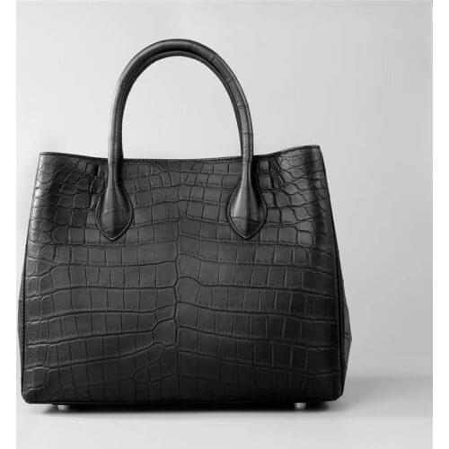 Authentic Exotic Crocodile Skin Matt Finished Women Totes Purse Genuine Alligator Leather Lady Handbag Female Large Shoulder Bag