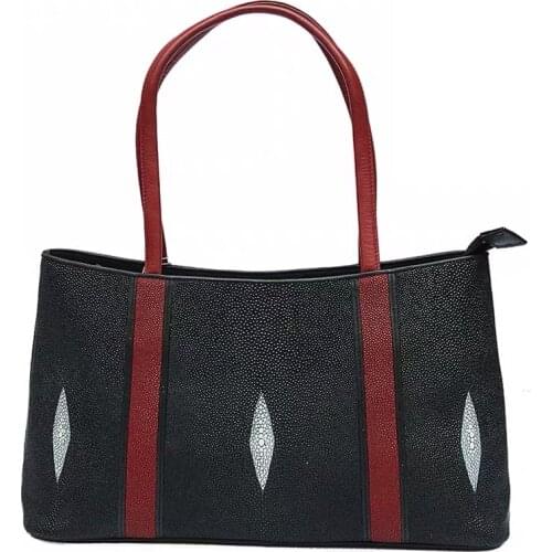 Authentic Stingray Leather Womens Totes Exotic Genuine Skate Skin Female Large Single Shoulder Bag Lady Top-handle Handbag