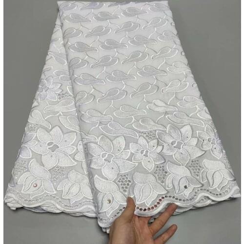 White African Dry Cotton Lace Fabric High Quality Embroidery Swiss Voile Material In Switzerland Nigerian Coton Cloth TC33