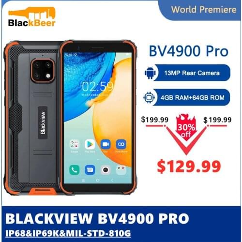 Blackview BV4900 Pro IP68 Rugged Smartphone Android 10 MobilePhone Waterproof 4GB RAM 64GB ROM 5.7 inch 4G Cellphone NFC 5580mAh