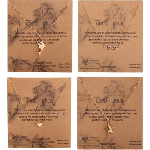 Bohemia Elephant heart Sart Love Pendant Necklaces Clavicle Chains Necklace Good Luck Wish Card Necklace Women Jewelry Gifts