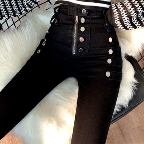 Women Gothic Pencil Pants Trousers Belt Zipper Ladies Streetwear Long Pants Solid Black Hip Hop Long Trousers Pantalon Femme 276