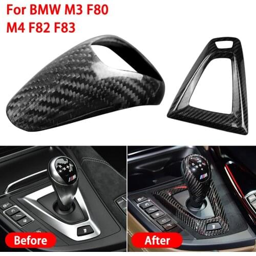 For BMW M3 F80 M4 F82 Car Faux Hard Carbon Fiber Gear Shift Knob Cover Hand Brake Cover Sleeve Car Interior Protect Cover