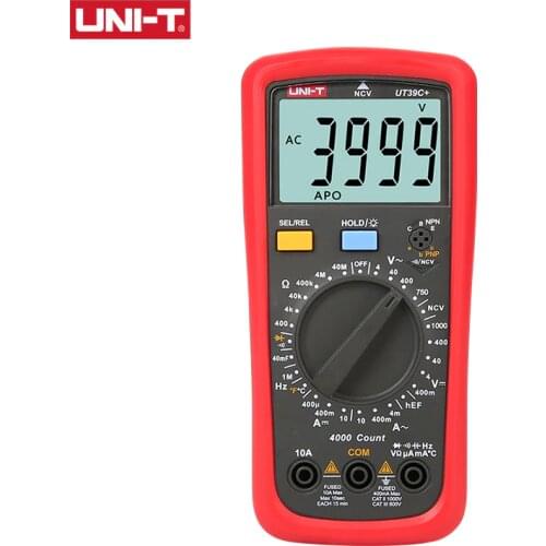 UNI-T UT39C+ Digital Multimeter Auto Range Tester Upgraded from UT39A/UT39C AC DC V/A Ohm /Temp /Frequency/HFE/NCV test