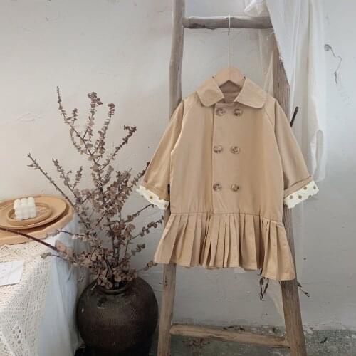 Kids clothes girls bottom Pleated baby girls clothes spring baby dresses for girl suit turn down collar children clothes vestido