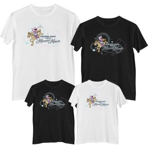 Disney Minnie Mouse T-shirt Summer Comfortable 100%cotton Fashion T-shirts women short sleeve Matching mother and daughter dress