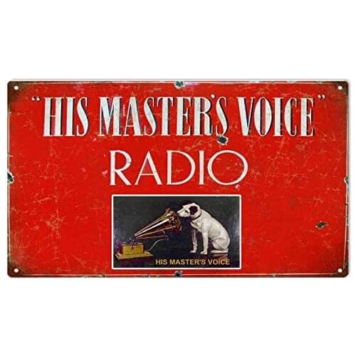 His Masters Voice Phonograph Metal Tin Sign 8x12 Inch Decor Travel Tin Sign