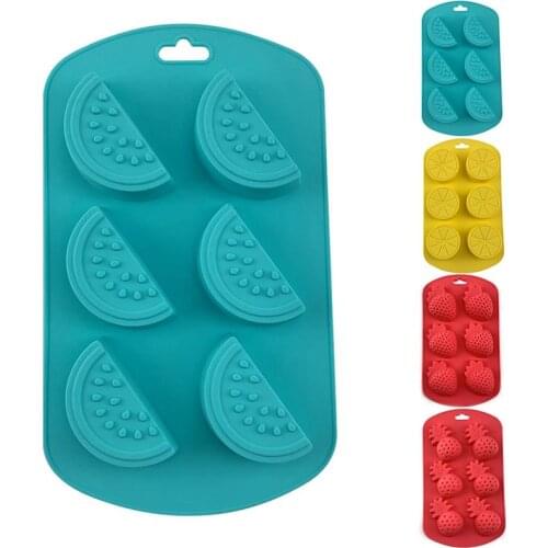 Fruit Shaped Cake Mold Silicone Creative DIY 6 Cavities Candy Mold Chocolate Mold Ice Mould Home Baking Tool