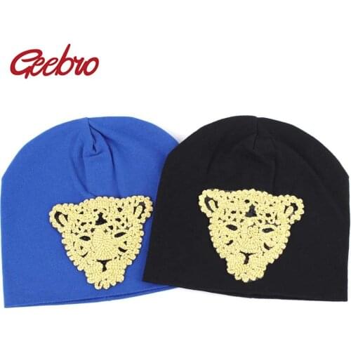 Geebro Newborn Cotton Beanie Hat Leopard Pattern Solid Color Slouchy Beanies For Boys Girls DIY Animal Ourdoor Warm Cap
