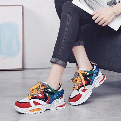 Chunky Platform Sneakers Womens Sports Shoes Vulcanize Female Designer Tennis Running Casual Shoe Woman Plus Size 41 42 43 44