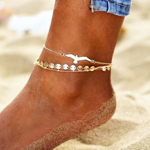 New Flying Bird Small Round Ball Chain Three-Layer Multi-Layer Anklet Xiuzhen Ornament Foot