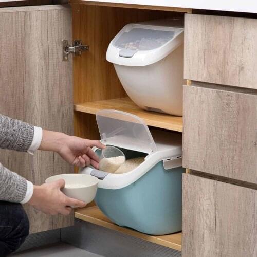 New Hot Rice Container Kitchen Food Rice Storage Box Flour Grain Cereal Container Dust-Proof Kitchen Organizer Automatic Lid