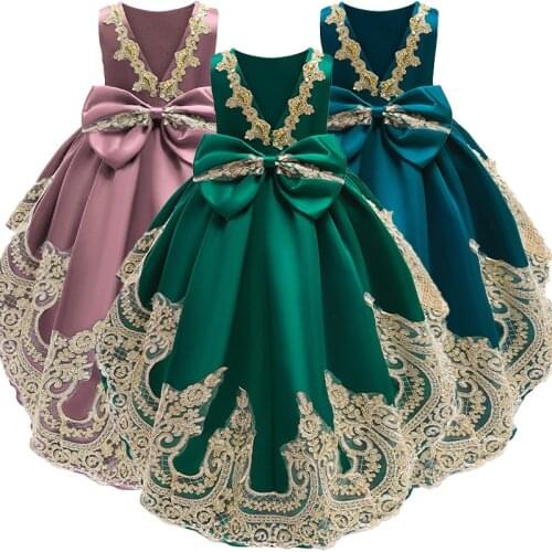 Princess Baby Girls Christmas Flower Dress Birthday Party Bow Formal First Communion Wedding Girls Dress Kids Clothing Vestidos