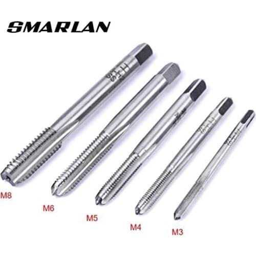 SMARLAN 5pcs Metric Tap Set of Taps Drill Bits Hand Tool Sets HSS M3-M8 Machine Spiral Point Screw Thread Taps Hand Tools Set A