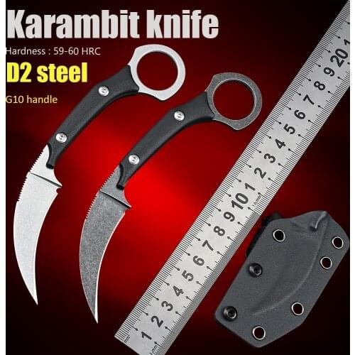 G10 Material Handle Outdoor Hunting D2 Steel Tactical EDC Tool Camping Utility Self Defense Karambit Knife CS GO