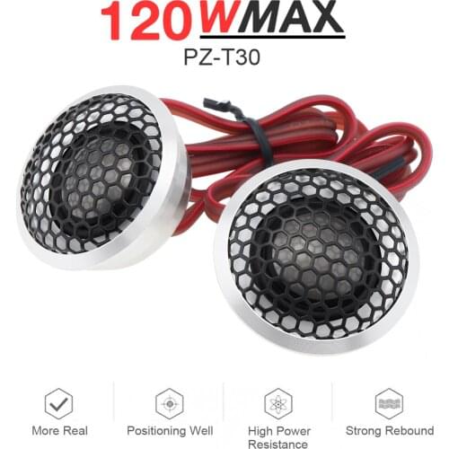 2pcs 25mm 120W Titanium Film Car Tweeter Loudspeaker for Car Modification High-Pitched Car Audio Modification Nondestructive