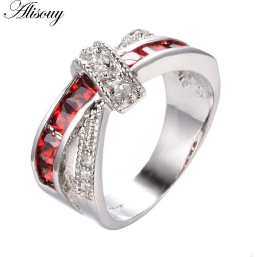 Alisouy cross finger ring for lady paved cz zircon luxury hot Princess women Wedding Engagement Ring purple pink color jewelry