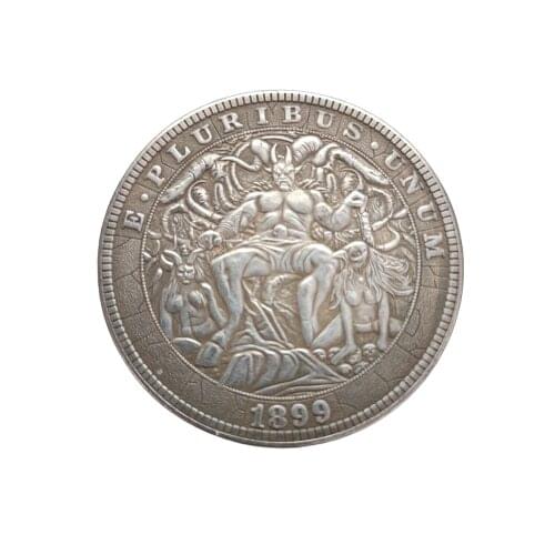 1pcs American Wandering Coin 1899 Brass silver plated Demon Commemorative Coins Home Decoration Collect Coins Crafts
