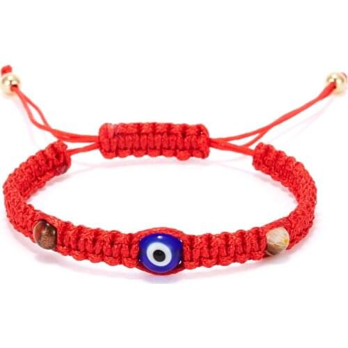 12Pcs European and American fashion Blue eyes red rope hand-woven adjustable bracelet Creative beaded adjustable bracelet C-77