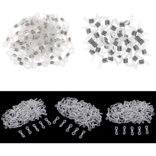 150Pcs Clear Cord Ends Loops Eyeglasses Chain Connector Rubber Ends