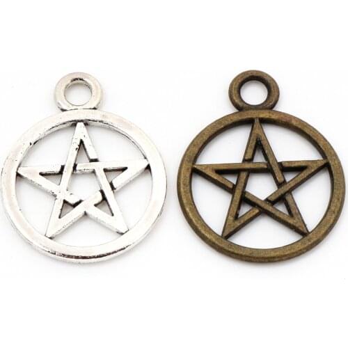 25x20mm 15pcs Antique Silver Plated Bronze Plated Five-Pointed Star Handmade Charms Pendant:DIY for bracelet necklace
